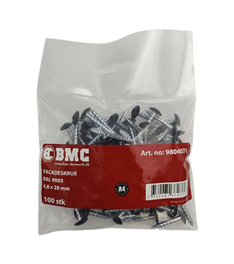 BMC Facadeskrue 4,3 x 28 mm Sort 2 BMC Facadeskrue 4,3 x 28 mm Sort