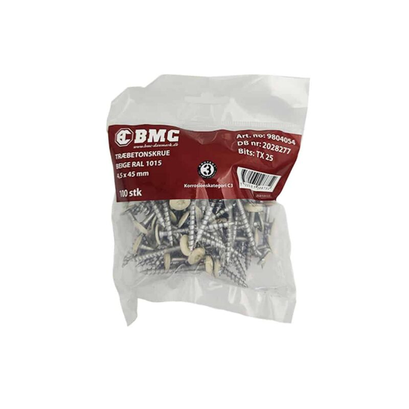 BMC Træbetonskrue 4,5 x 45 mm Beige